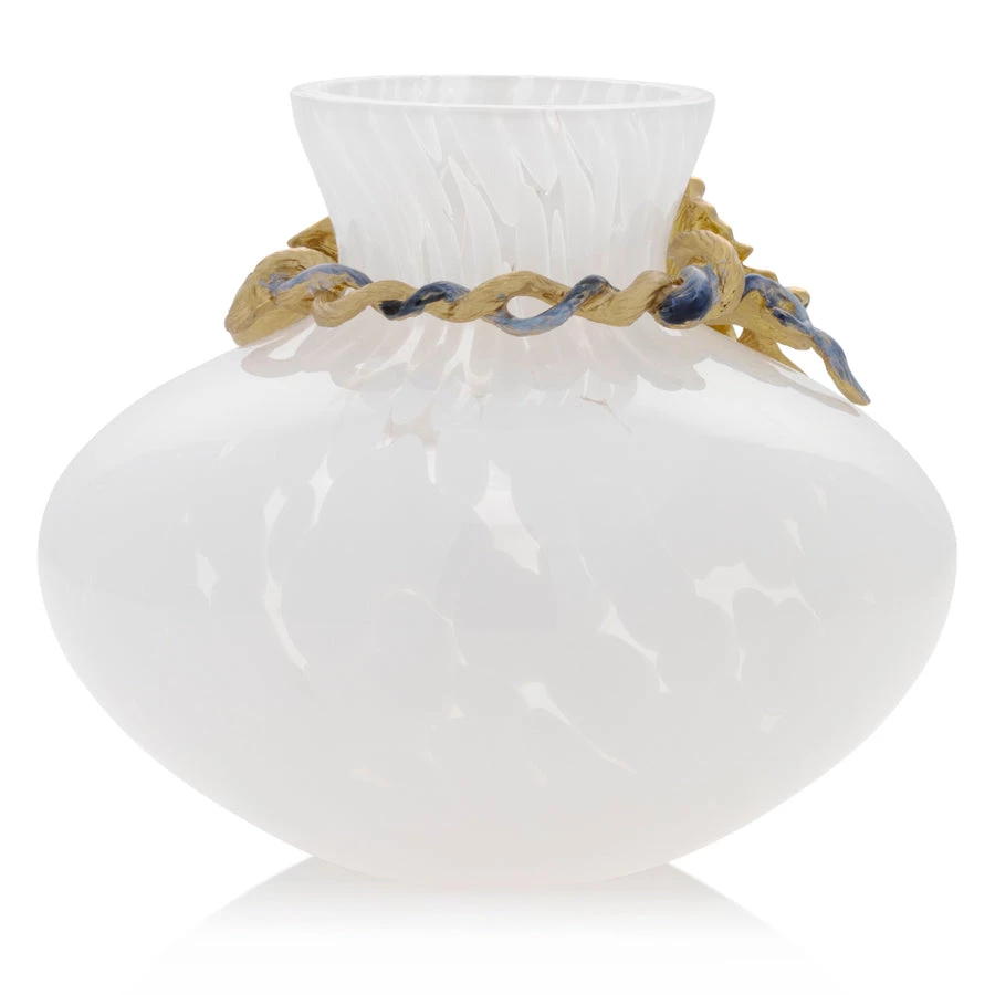 Jay Strongwater Holland Leaf And Flower Vase Navy 2 Jay Strongwater Holland Leaf And Flower Vase Navy