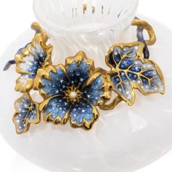 Jay Strongwater Holland Leaf And Flower Vase Navy 5 Jay Strongwater Holland Leaf And Flower Vase Navy