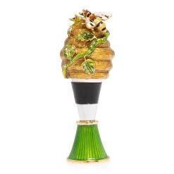 Jay Strongwater ENTERTAINING Mead Beehive Wine Stopper & Stand