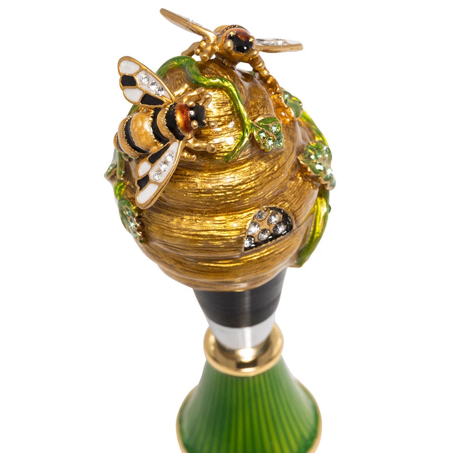 Jay Strongwater ENTERTAINING Mead Beehive Wine Stopper & Stand 6 Jay Strongwater ENTERTAINING Mead Beehive Wine Stopper & Stand