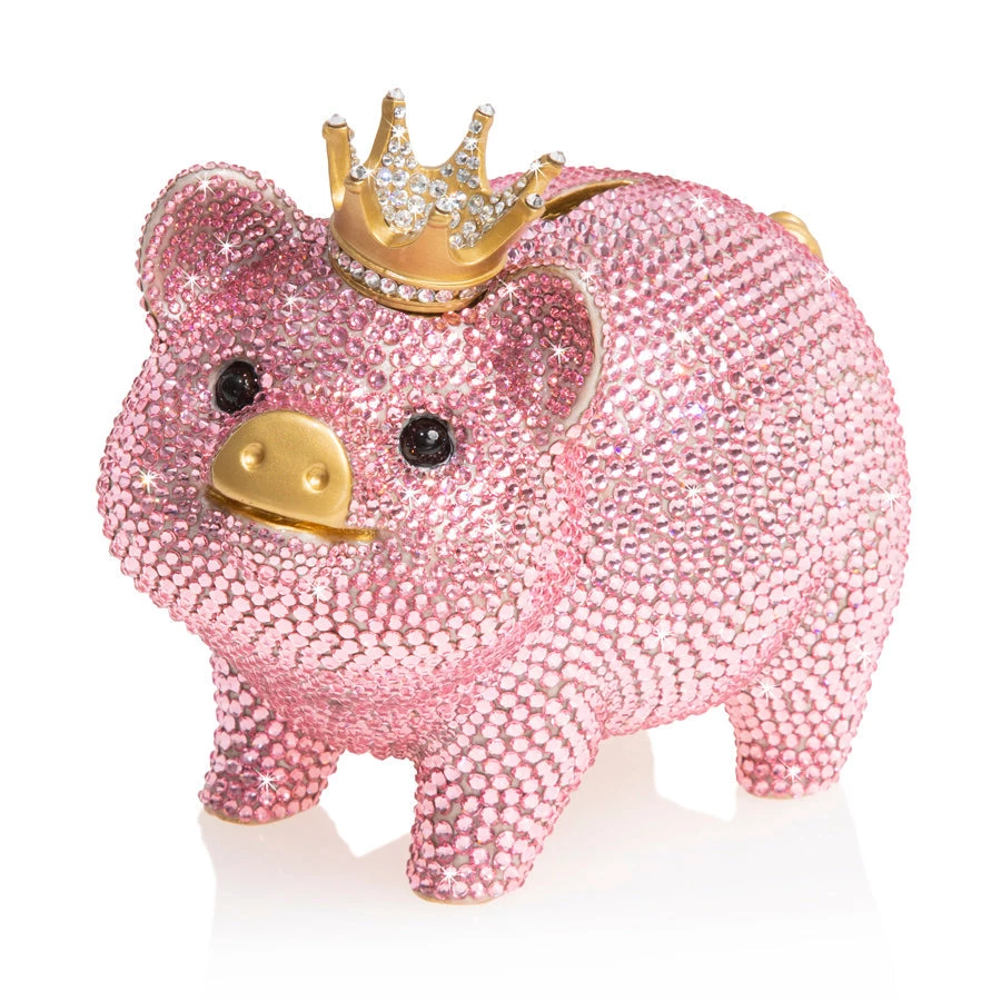 Jay Strongwater Gatsby Pavé Piggy Bank With Crown FIGURINES - ANIMAL 1 Jay Strongwater Gatsby Pavé Piggy Bank With Crown FIGURINES - ANIMAL