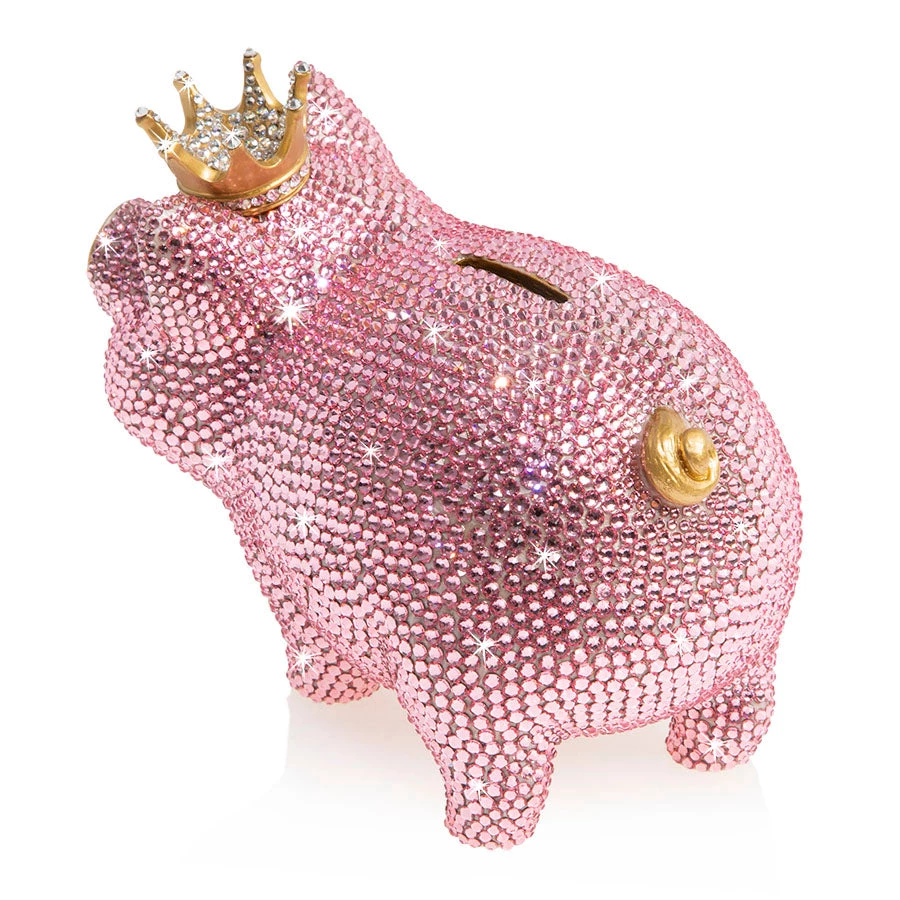 Jay Strongwater Gatsby Pavé Piggy Bank With Crown FIGURINES - ANIMAL 3 Jay Strongwater Gatsby Pavé Piggy Bank With Crown FIGURINES - ANIMAL