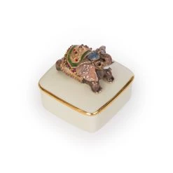 Jay Strongwater Priya Elephant Porcelain Box BOXES