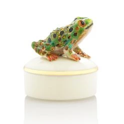 Jay Strongwater Mac Frog Round Porcelain Box BOXES