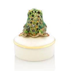 Jay Strongwater Mac Frog Round Porcelain Box BOXES