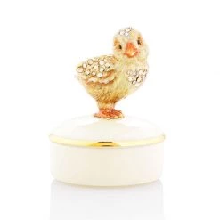 Jay Strongwater Sawyer Chick Round Porcelain Box