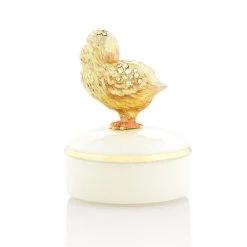 Jay Strongwater Sawyer Chick Round Porcelain Box