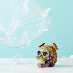 Jay Strongwater Rivera Skull With Butterflies Box