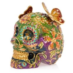 Jay Strongwater Rivera Skull With Butterflies Box