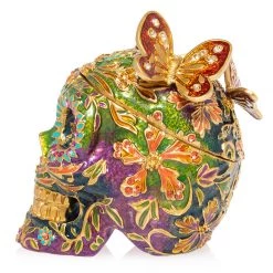 Jay Strongwater Rivera Skull With Butterflies Box