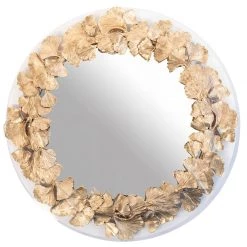 Jay Strongwater Everly Ginkgo Mirror - 18" Round FURNITURE & WALL ART