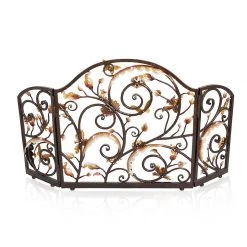 Jay Strongwater FURNITURE & WALL ART Vincenté Fireplace Screen - Gold & White