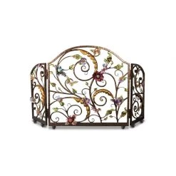 Jay Strongwater FURNITURE & WALL ART Vincente Fireplace Screen - Flora & Fauna
