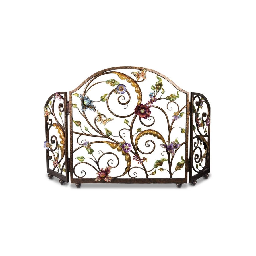 Jay Strongwater FURNITURE & WALL ART Vincente Fireplace Screen - Flora & Fauna 1 Jay Strongwater FURNITURE & WALL ART Vincente Fireplace Screen - Flora & Fauna