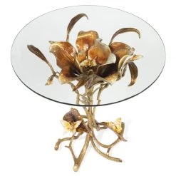 Jay Strongwater FURNITURE & WALL ART Marjorie Magnolia Table - Gold & White