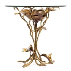 Jay Strongwater FURNITURE & WALL ART Marjorie Magnolia Table - Gold & White