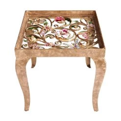 Jay Strongwater Josephine Floral Side Table FURNITURE & WALL ART