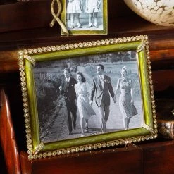 Jay Strongwater FRAMES Emilia Stone Edge 3" X 4" Frame - Leaf Green