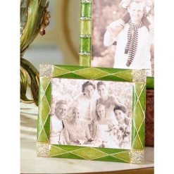 Jay Strongwater FRAMES Francesca Argyle 3" X 4" Frame - Leaf 5 Jay Strongwater FRAMES Francesca Argyle 3