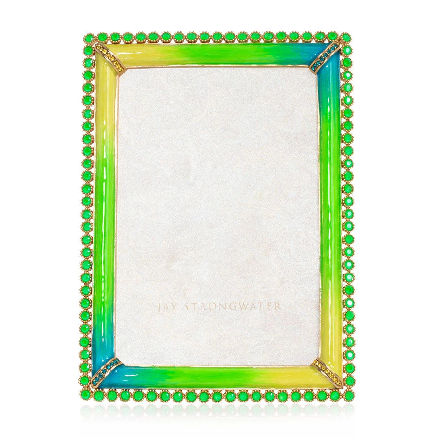 Jay Strongwater FRAMES Lorraine Stone Edge 4" X 6" Frame - Electric Green 1 Jay Strongwater FRAMES Lorraine Stone Edge 4" X 6" Frame - Electric Green