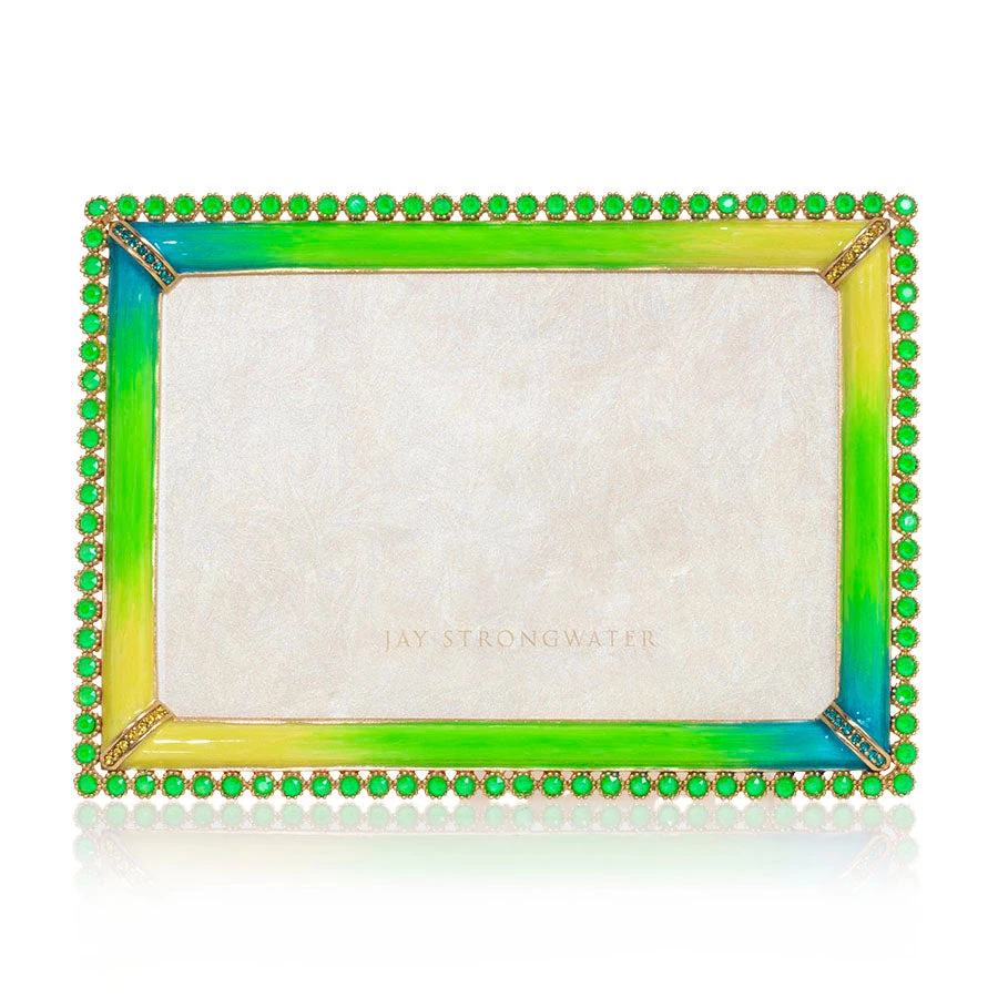 Jay Strongwater FRAMES Lorraine Stone Edge 4" X 6" Frame - Electric Green 2 Jay Strongwater FRAMES Lorraine Stone Edge 4" X 6" Frame - Electric Green