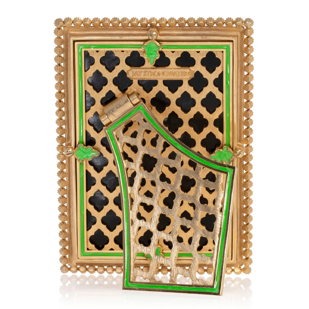 Jay Strongwater FRAMES Lorraine Stone Edge 4" X 6" Frame - Electric Green 3 Jay Strongwater FRAMES Lorraine Stone Edge 4" X 6" Frame - Electric Green