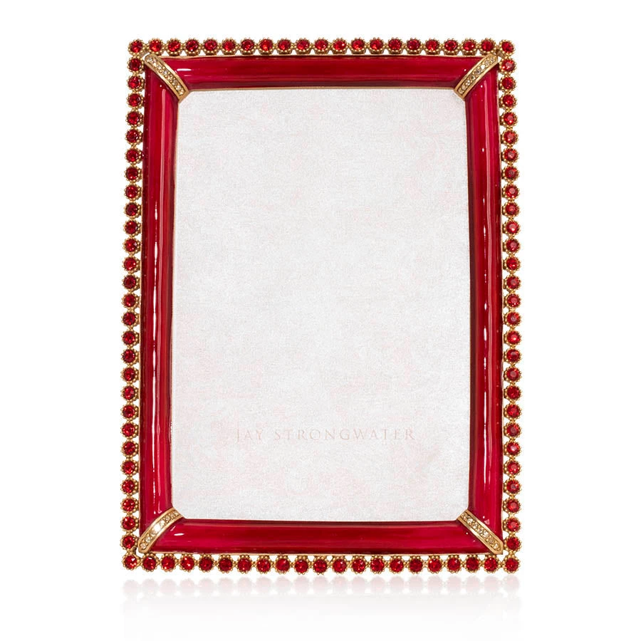 Jay Strongwater FRAMES Lorraine Stone Edge 4" X 6" Frame - Ruby 1 Jay Strongwater FRAMES Lorraine Stone Edge 4" X 6" Frame - Ruby