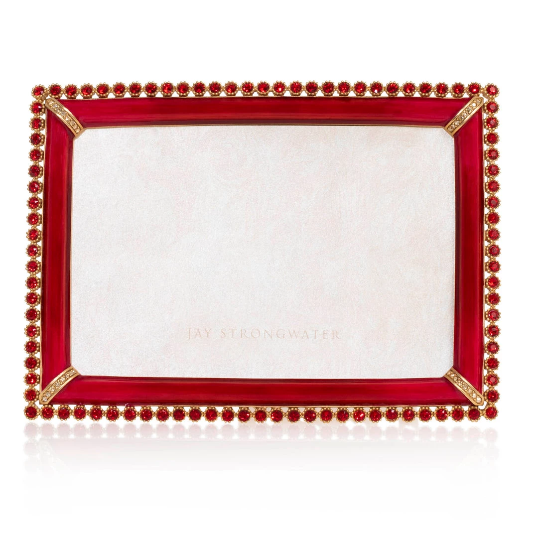 Jay Strongwater FRAMES Lorraine Stone Edge 4" X 6" Frame - Ruby 2 Jay Strongwater FRAMES Lorraine Stone Edge 4" X 6" Frame - Ruby