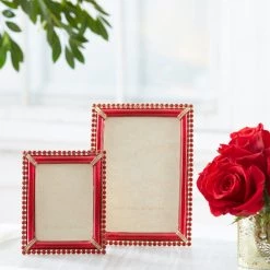 Jay Strongwater FRAMES Lorraine Stone Edge 4" X 6" Frame - Ruby 7 Jay Strongwater FRAMES Lorraine Stone Edge 4