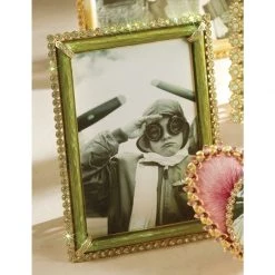 Jay Strongwater Lorraine Stone Edge 4" X 6" Frame - Leaf