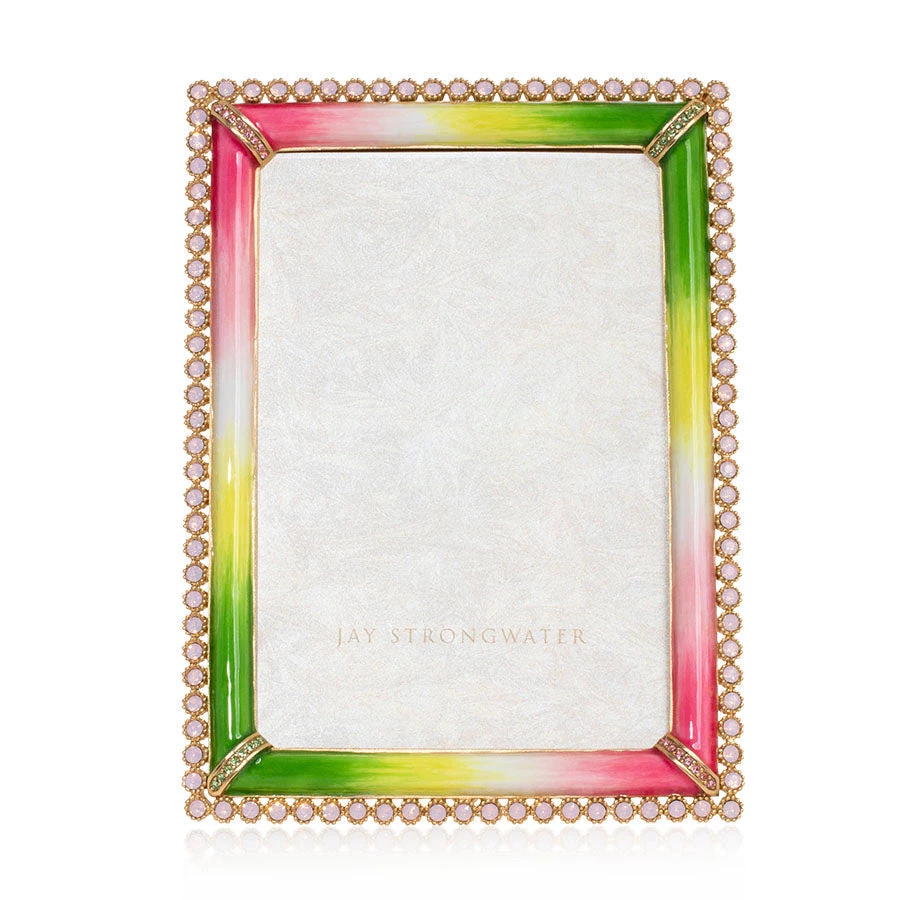 Jay Strongwater FRAMES Lorraine Stone Edge 4" X 6" Frame - Flora 1 Jay Strongwater FRAMES Lorraine Stone Edge 4" X 6" Frame - Flora
