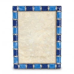 Jay Strongwater Pierce Striped 5" X 7" Frame - Delft Garden