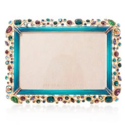 Jay Strongwater Emery Bejeweled 4" X 6" Frame - Peacock