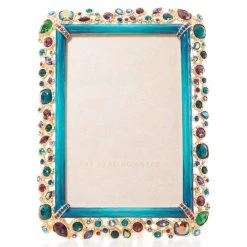 Jay Strongwater Emery Bejeweled 4" X 6" Frame - Peacock
