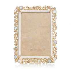 Jay Strongwater FRAMES Emery Bejeweled 4" X 6" Frame - White Opal