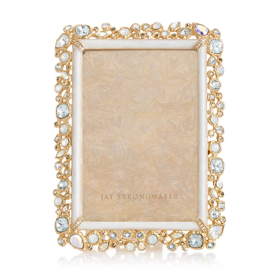 Jay Strongwater FRAMES Emery Bejeweled 4" X 6" Frame - White Opal 1 Jay Strongwater FRAMES Emery Bejeweled 4" X 6" Frame - White Opal
