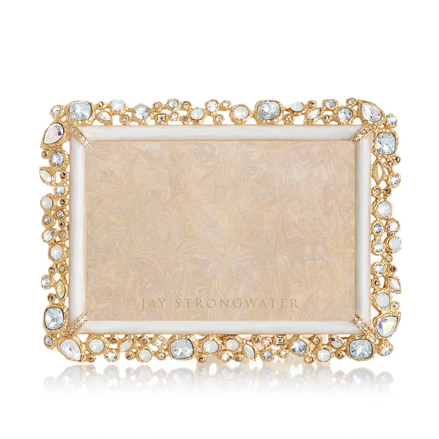 Jay Strongwater FRAMES Emery Bejeweled 4" X 6" Frame - White Opal 2 Jay Strongwater FRAMES Emery Bejeweled 4" X 6" Frame - White Opal