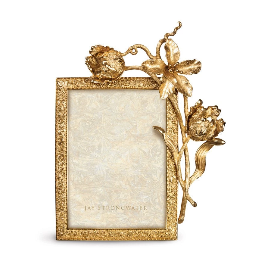 Jay Strongwater Irene Tulip 5" X 7" Frame - Gold 1 Jay Strongwater Irene Tulip 5" X 7" Frame - Gold