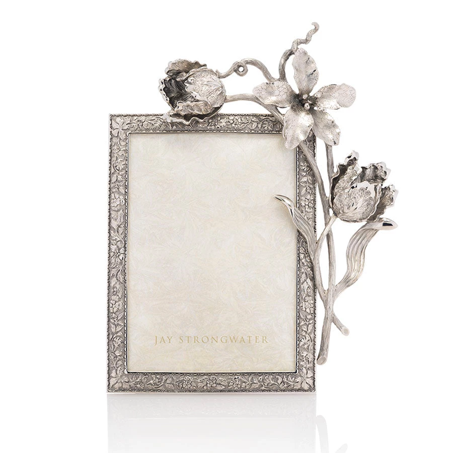 Jay Strongwater FRAMES Irene Tulip 5"x7" Frame - Silver 1 Jay Strongwater FRAMES Irene Tulip 5"x7" Frame - Silver