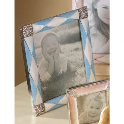 Jay Strongwater FRAMES Alex Argyle 3" X 4" Frame - Pale Blue