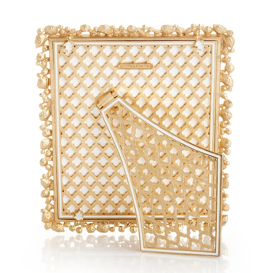 Jay Strongwater FRAMES Theo Bejeweled 8" X 10" Frame - White Opal 3 Jay Strongwater FRAMES Theo Bejeweled 8" X 10" Frame - White Opal