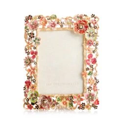 Jay Strongwater Ophelia Cluster Floral 5"x7" Frame - Night Bloom FRAMES