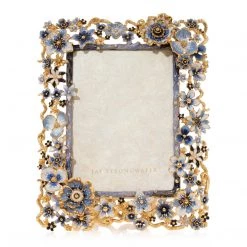 Jay Strongwater Ophelia Cluster Floral 5" X 7" Frame - Delft Garden