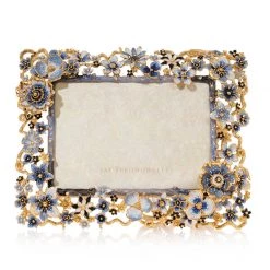 Jay Strongwater Ophelia Cluster Floral 5" X 7" Frame - Delft Garden