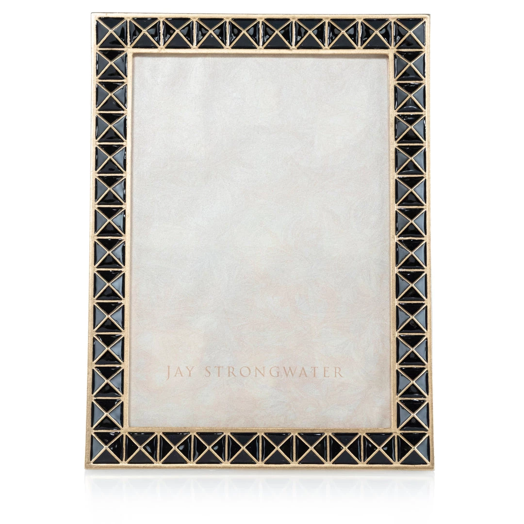 Jay Strongwater FRAMES Mosaic Pyramid 5" X 7" Frame - Black Onyx 1 Jay Strongwater FRAMES Mosaic Pyramid 5" X 7" Frame - Black Onyx