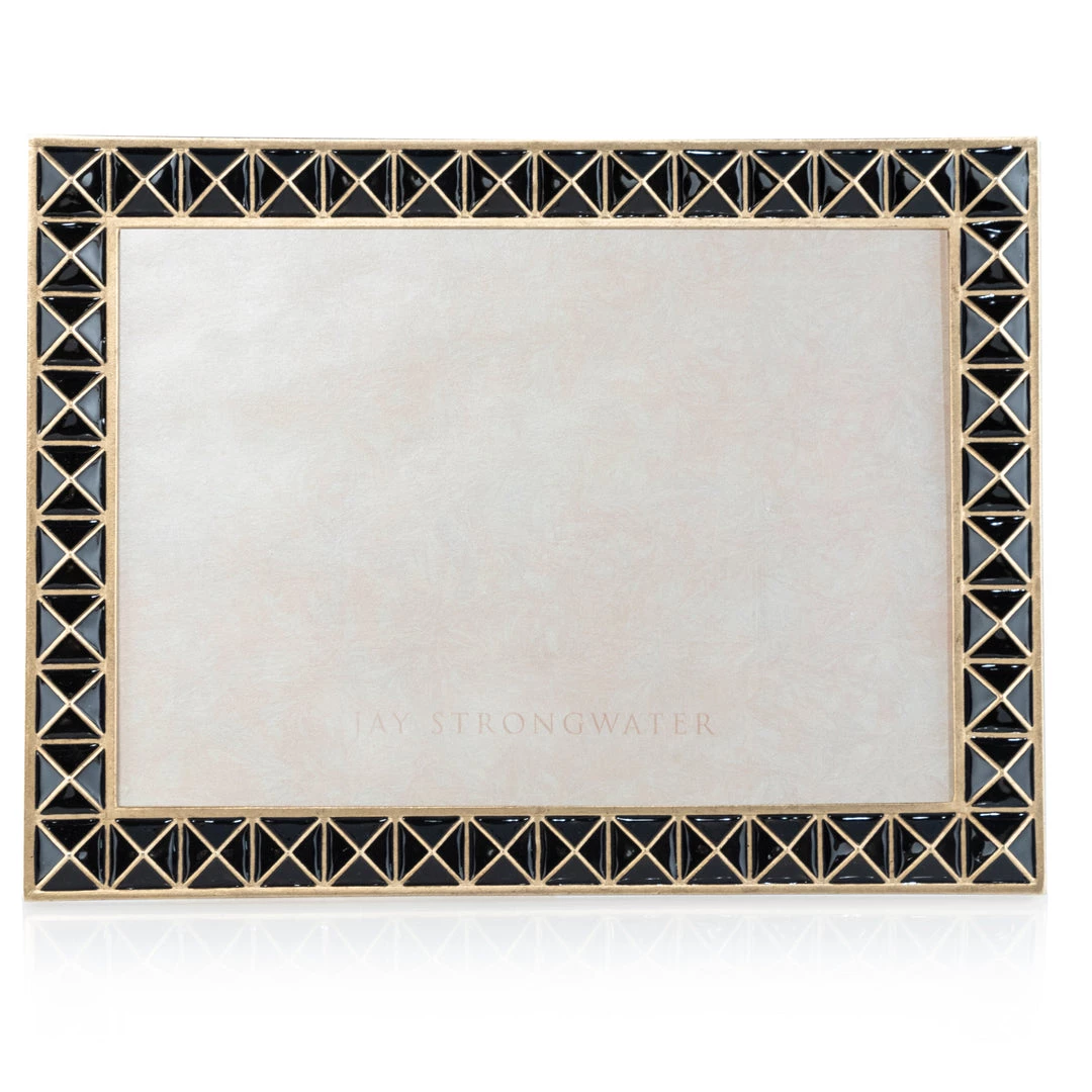 Jay Strongwater FRAMES Mosaic Pyramid 5" X 7" Frame - Black Onyx 2 Jay Strongwater FRAMES Mosaic Pyramid 5" X 7" Frame - Black Onyx