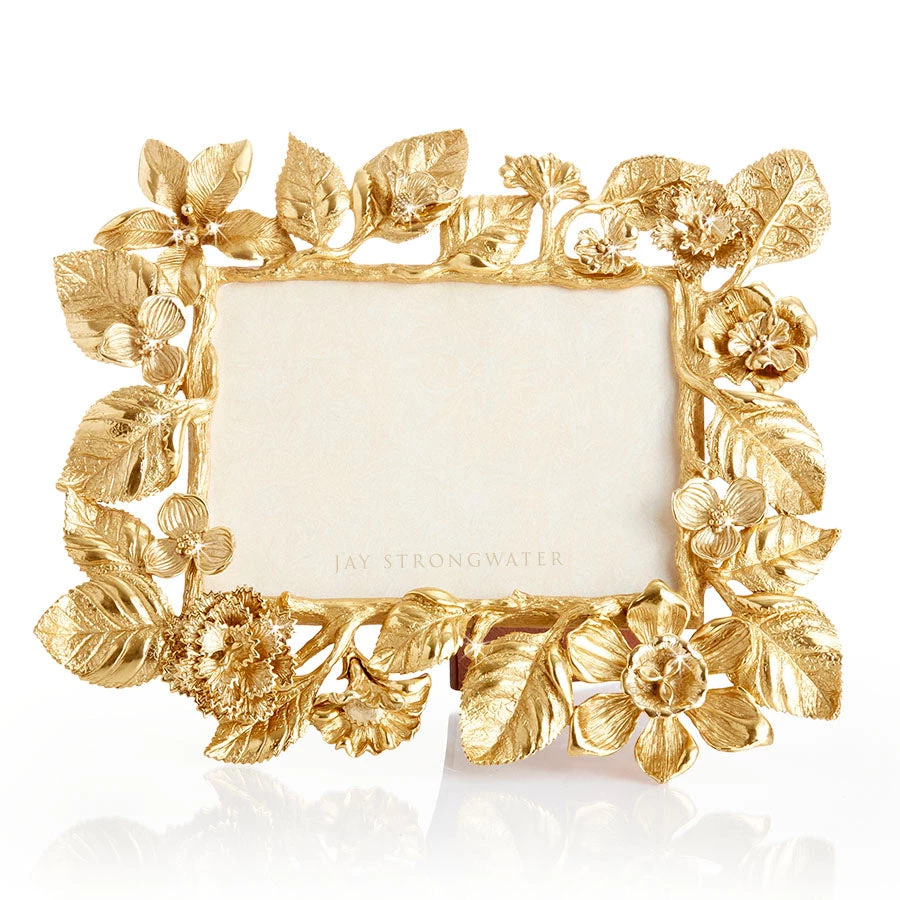 Jay Strongwater Maeve Dutch Floral 5" X 7" Frame - Gold 2 Jay Strongwater Maeve Dutch Floral 5" X 7" Frame - Gold