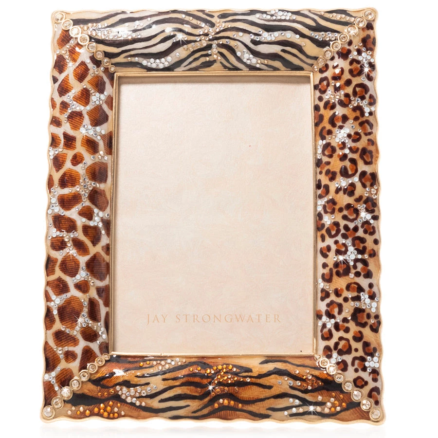 Jay Strongwater FRAMES Demi Mixed Animal Print 5" X 7" Frame - Jungle 1 Jay Strongwater FRAMES Demi Mixed Animal Print 5" X 7" Frame - Jungle