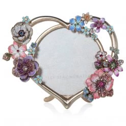 Jay Strongwater Prem 4" Round Heart Bouquet Frame - Flora FRAMES